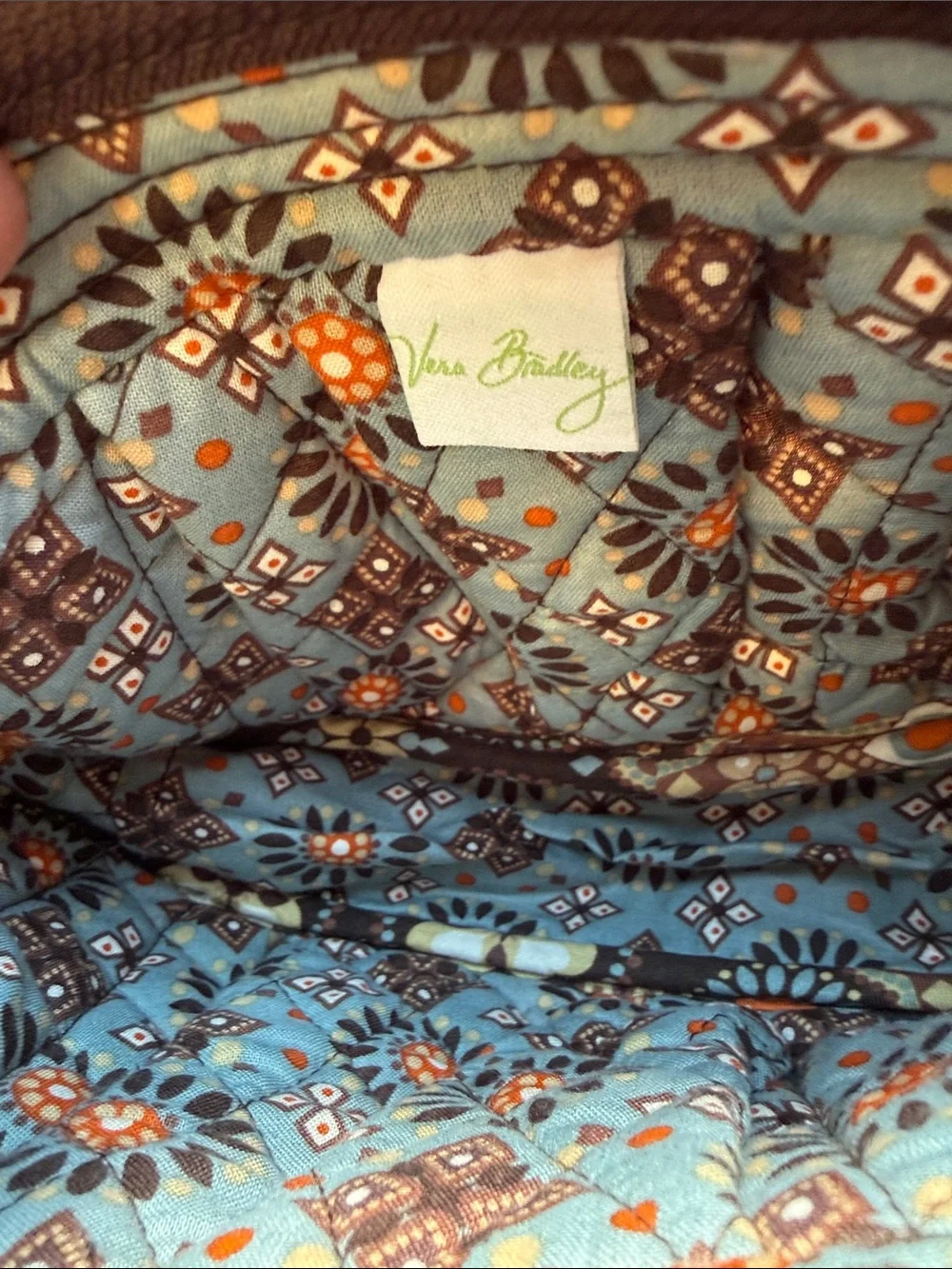 Vera Bradley Brown Floral & Geometric Small Quilted Crossbody Bag